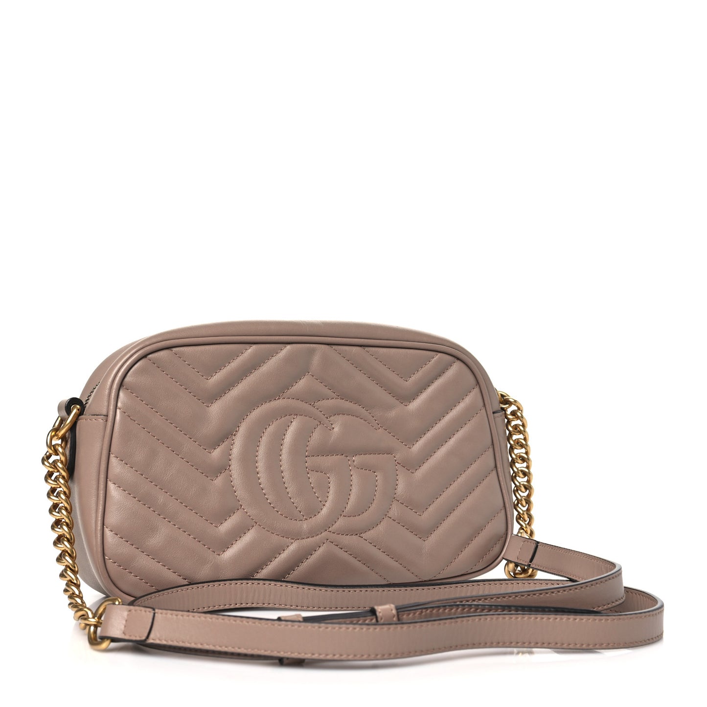 Calfskin Matelasse Small GG Marmont Chain Shoulder Bag Porcelain Rose