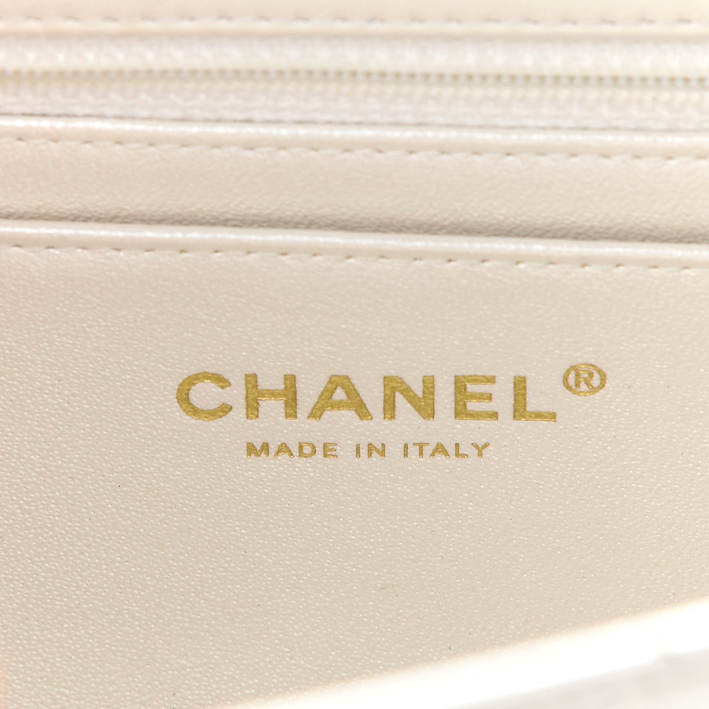 Iridescent Calfskin Quilted Mini Rectangular Flap White