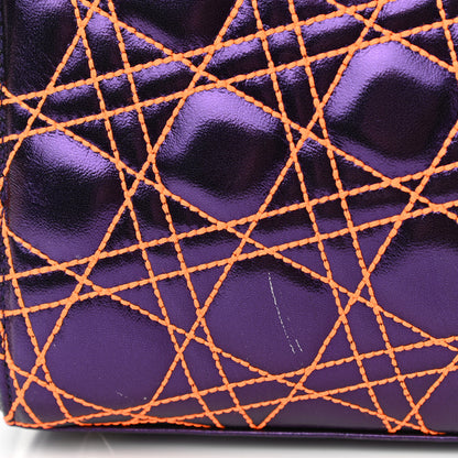Christian Dior Metallic Lambskin Cannage Medium Anselm Reyle Lady Dior Purple Orange 12 of 15