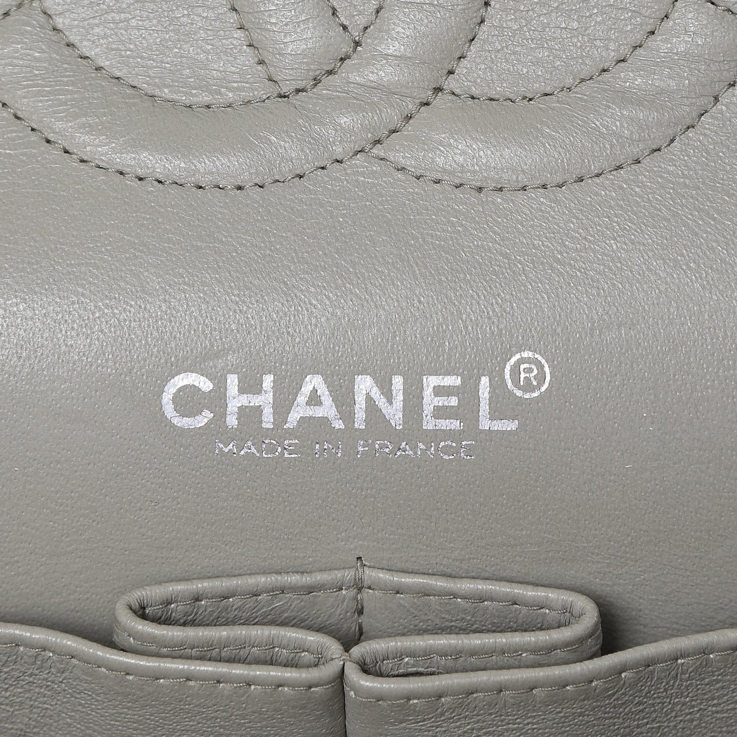 Lambskin Quilted Medium Double Flap Light Grey