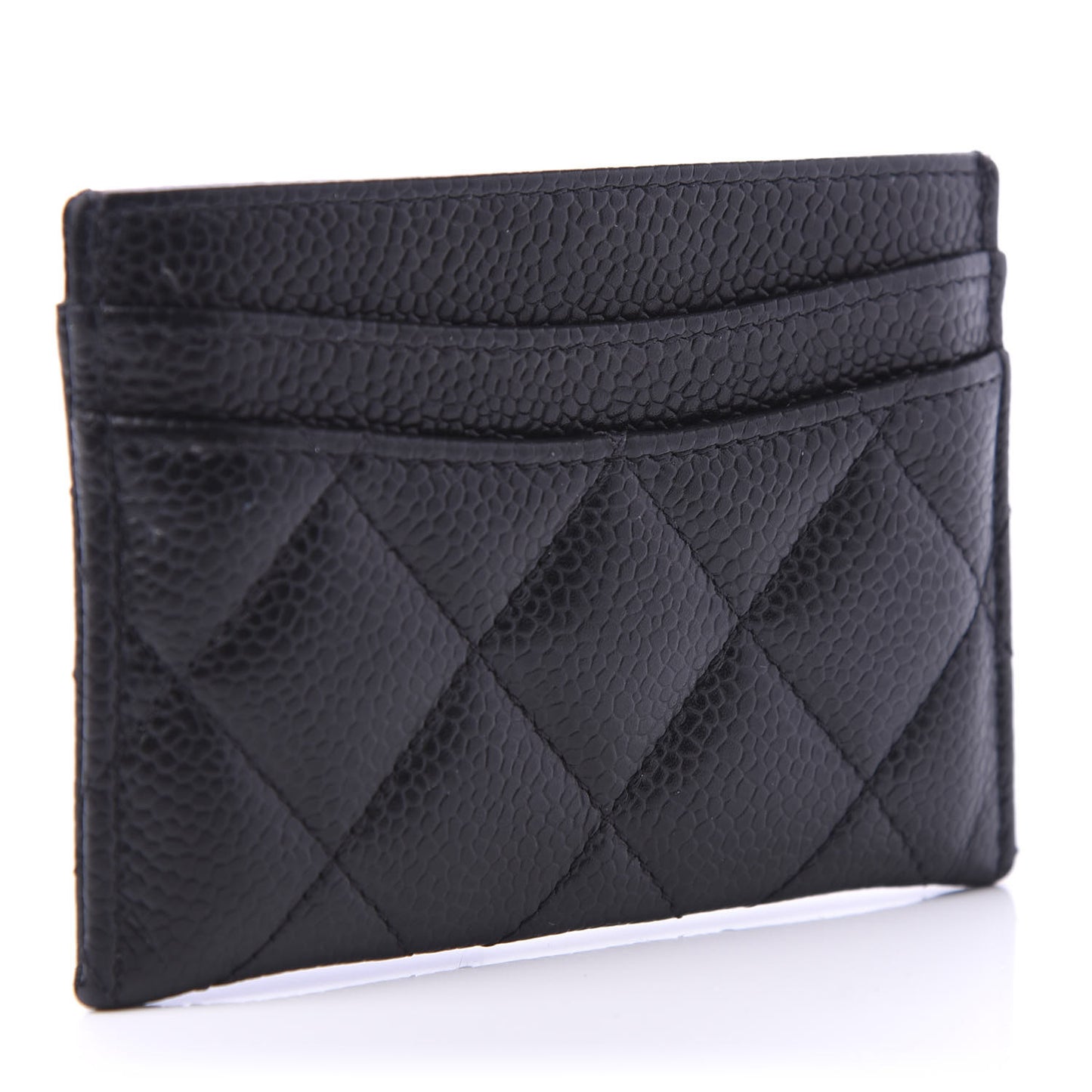 Caviar Quilted Card Holder Black