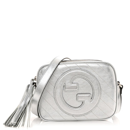 Gucci Metallic Sakai Be Green Calfskin Diagonal Stitched Small Blondie Shoulder Bag Silver 1 of 10