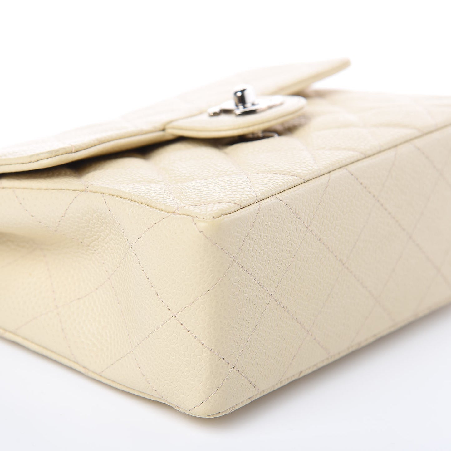 Caviar Quilted Mini Square Flap Light Beige