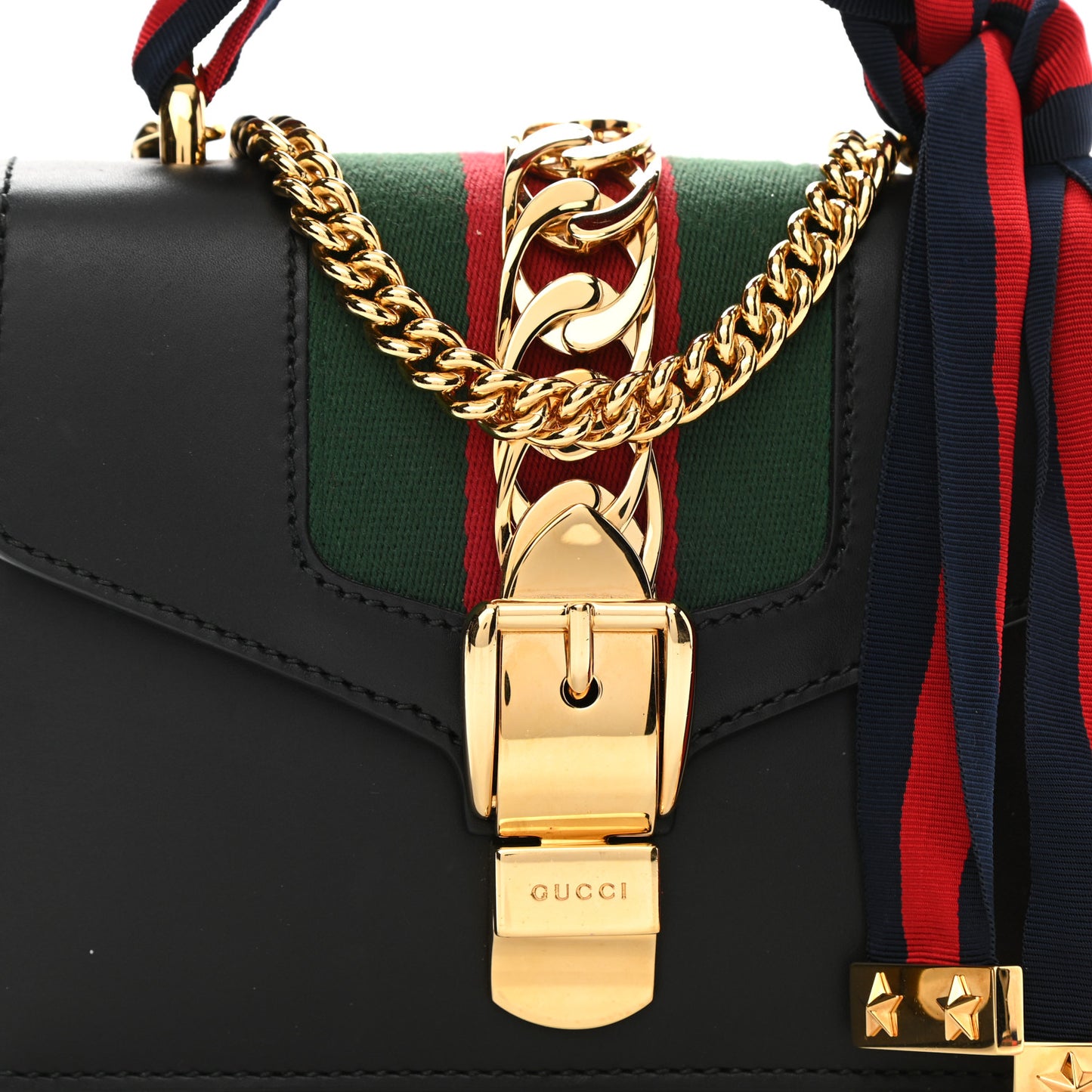 Calfskin Mini Sylvie Chain Shoulder Bag Black