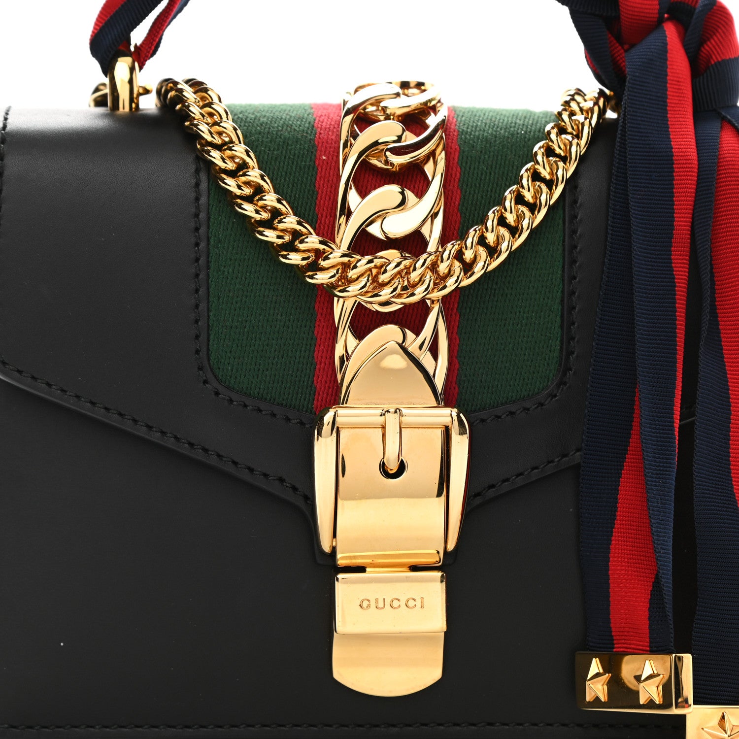 Gucci Calfskin Mini Sylvie Chain Shoulder Bag Black 8 of 11