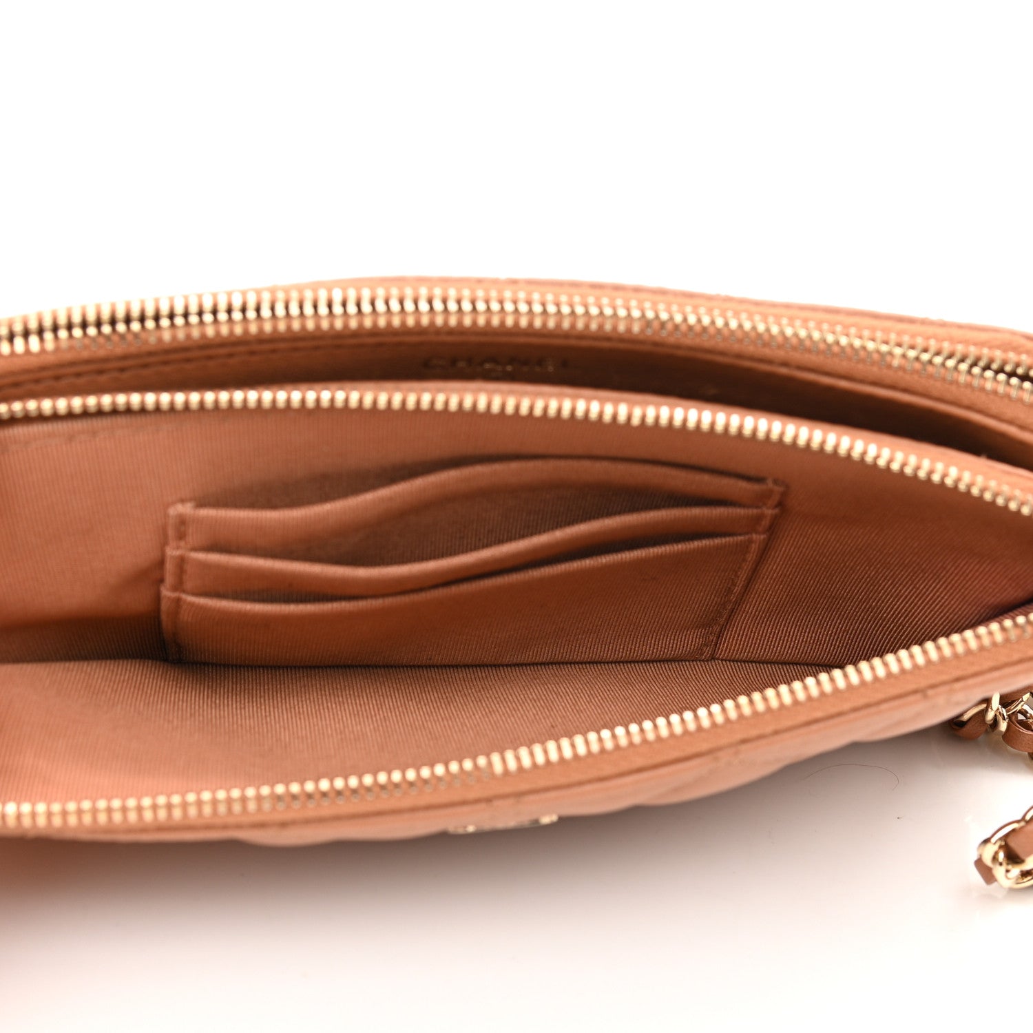 Chanel Lambskin Quilted Small Clutch With Chain Dark Beige 6 of 13