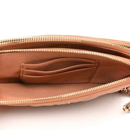 Chanel Lambskin Quilted Small Clutch With Chain Dark Beige 6 of 13