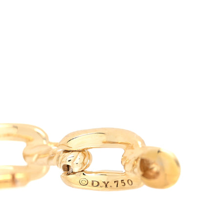 David Yurman 18K Yellow Gold Diamond Stax Chain Link Huggie Hoop Earrings 4 of 4