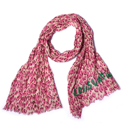 Louis Vuitton Cotton Leopard Pareo Blanc Corail 3 of 8