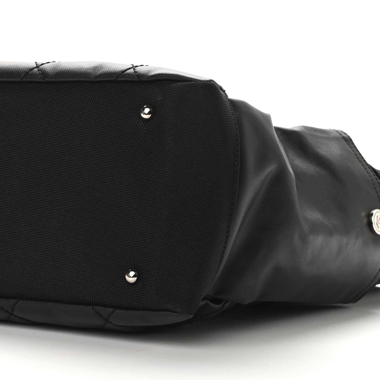 Chanel Coated Canvas Quilted Large Paris Biarritz Tote Black 10 of 10