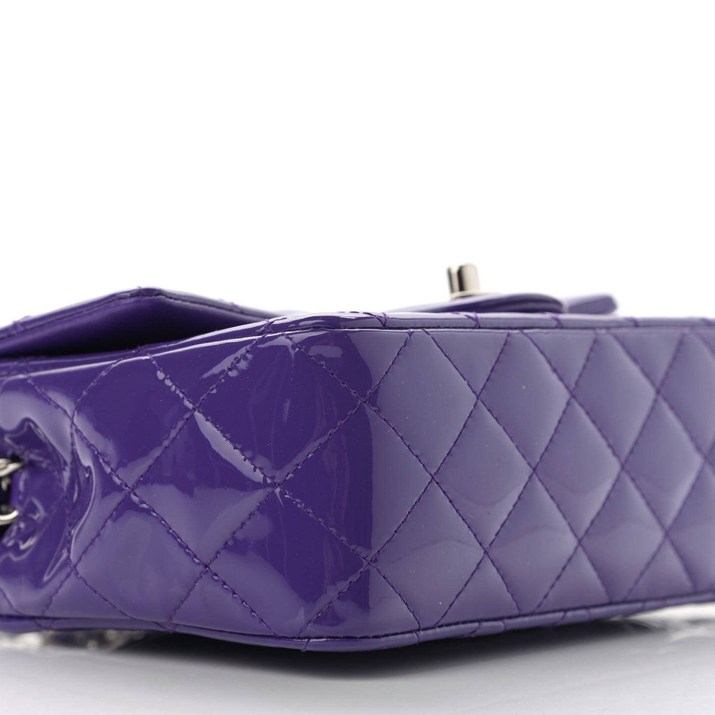 Patent Quilted Mini Rectangular Flap Purple