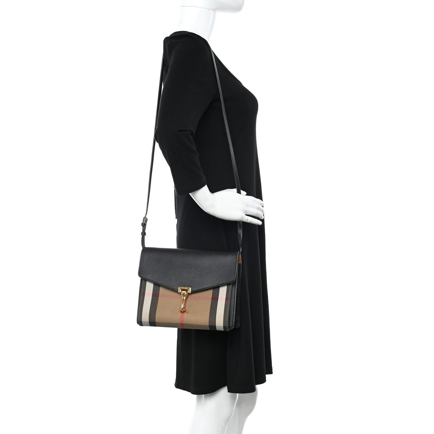 Derby Calfskin House Check Small Macken Crossbody Bag Black