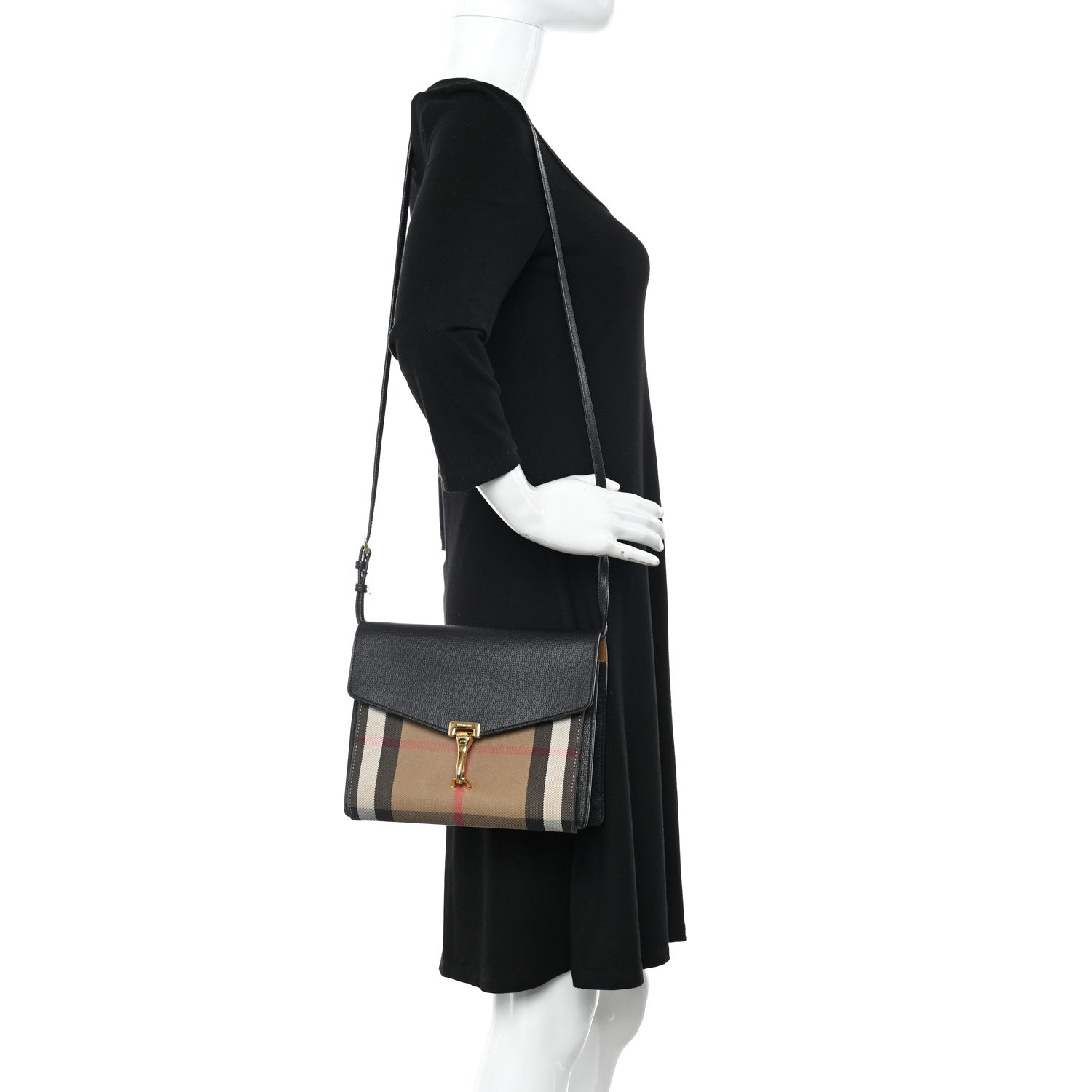 Burberry Derby Calfskin House Check Small Macken Crossbody Bag Black 2 of 13