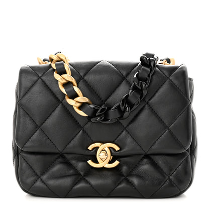 Chanel Lambskin Quilted Mini Lacquered Chain Flap Black 1 of 11