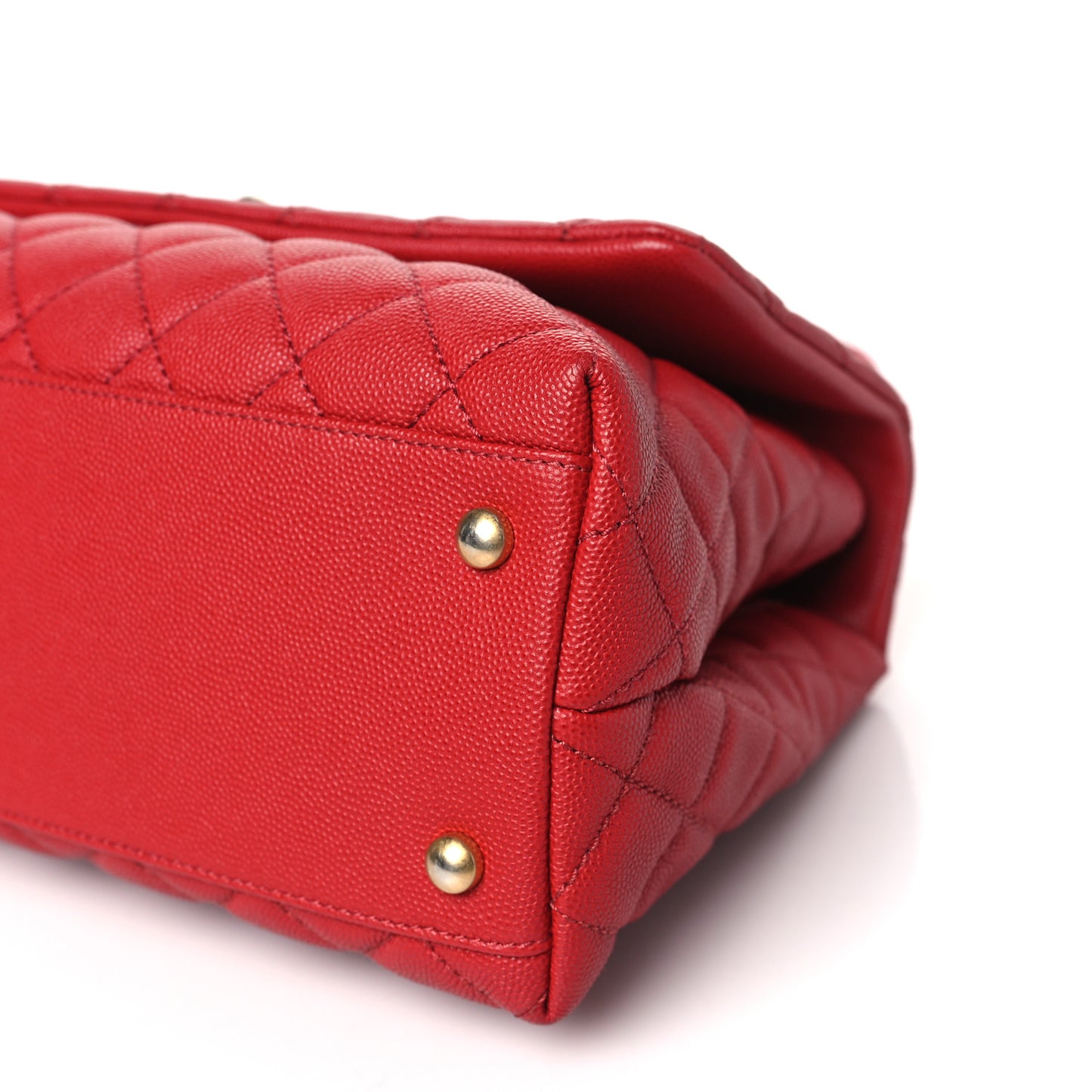 Caviar Quilted Small Coco Handle Flap Red