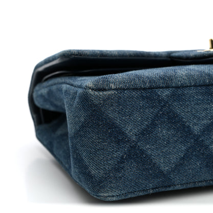Chanel Printed Denim Quilted Small Double Flap Light Blue 8 of 9