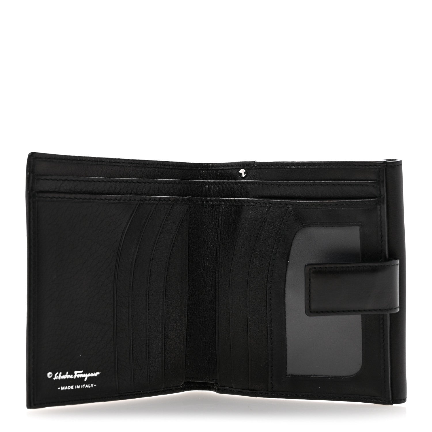 Salvatore Ferragamo Calfskin Gancini French Wallet Black 5 of 12