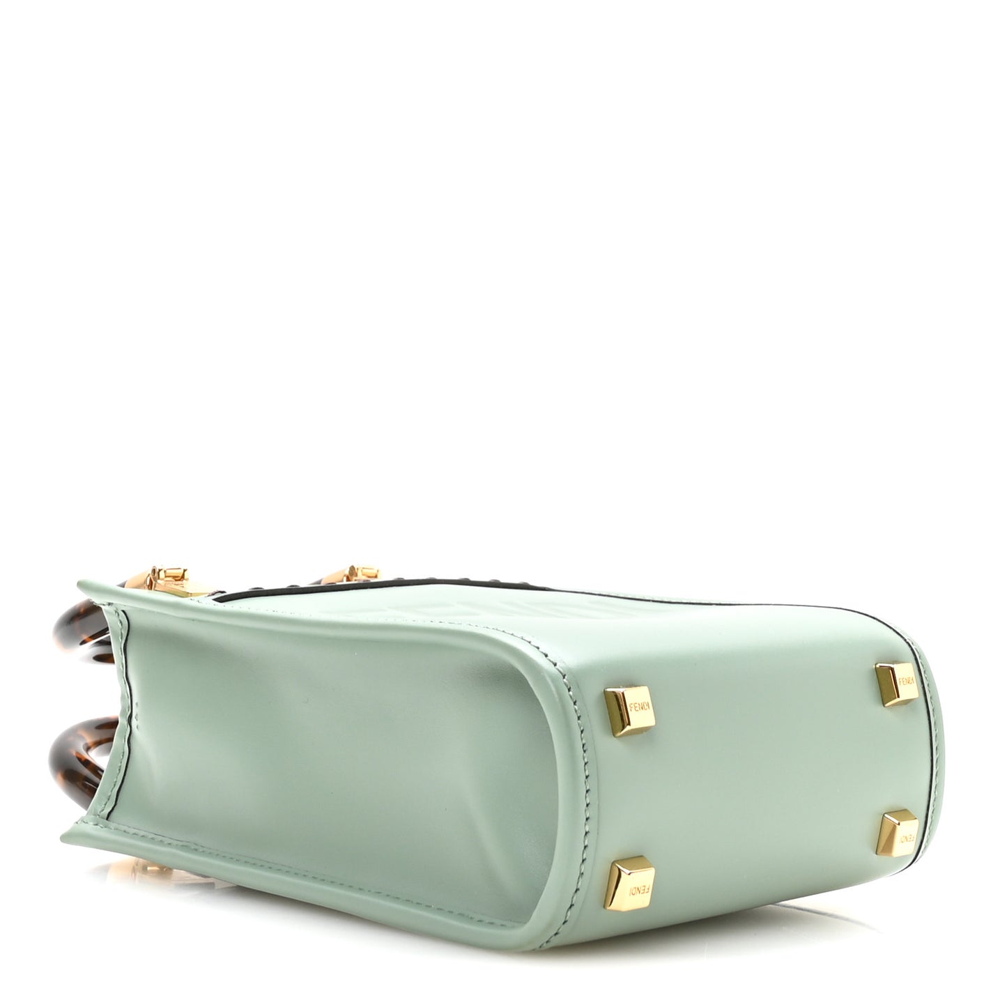 Vitello King Plexiglass Logo Embossed Mini Fendi Sunshine Shopper Tote Menta