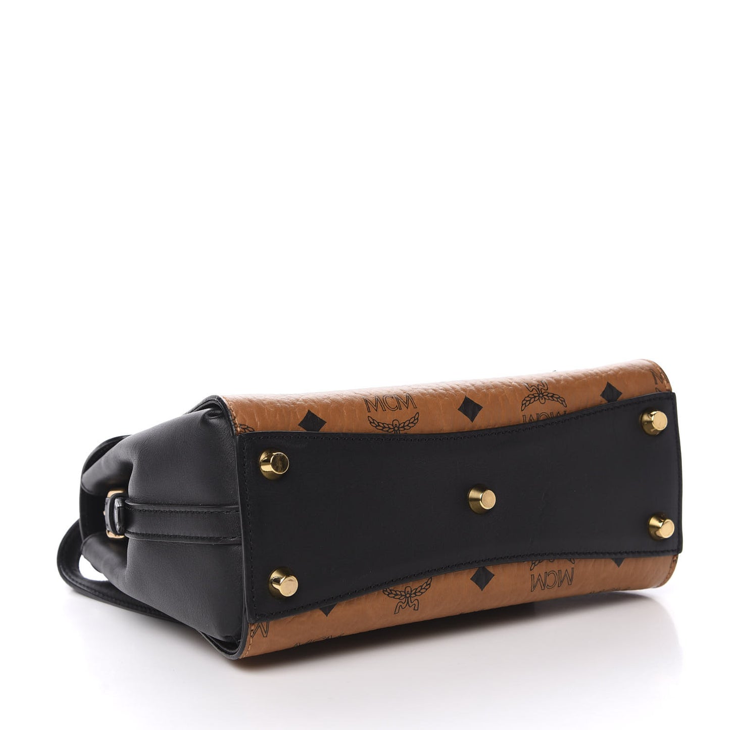 Visetos Calfskin Top Handle Satchel Cognac Black