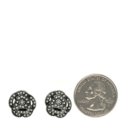 Christian Dior Crystal Flower Clip On Earrings Black 2 of 5