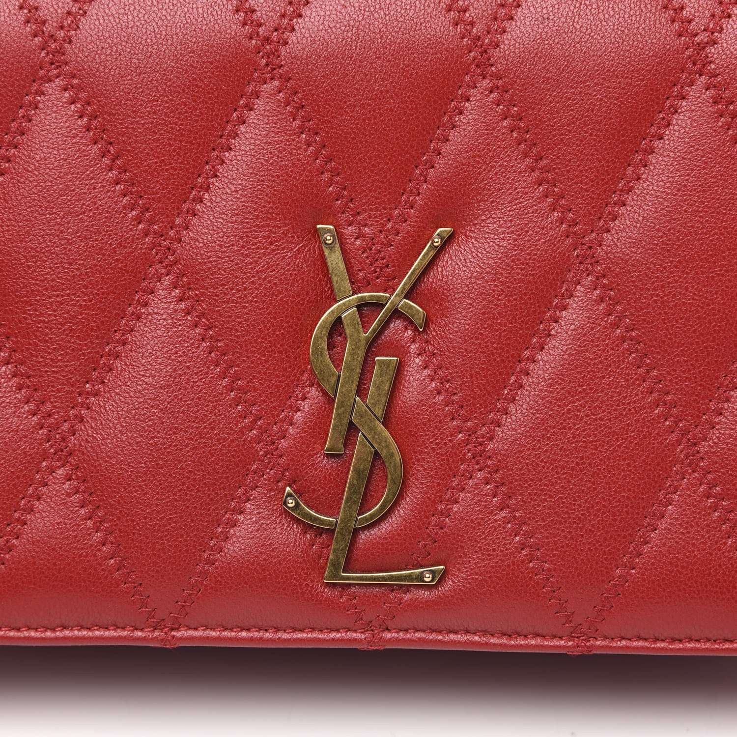 Saint Laurent Lambskin Diamond Quilted Monogram Angie Chain Bag Red 9 of 11