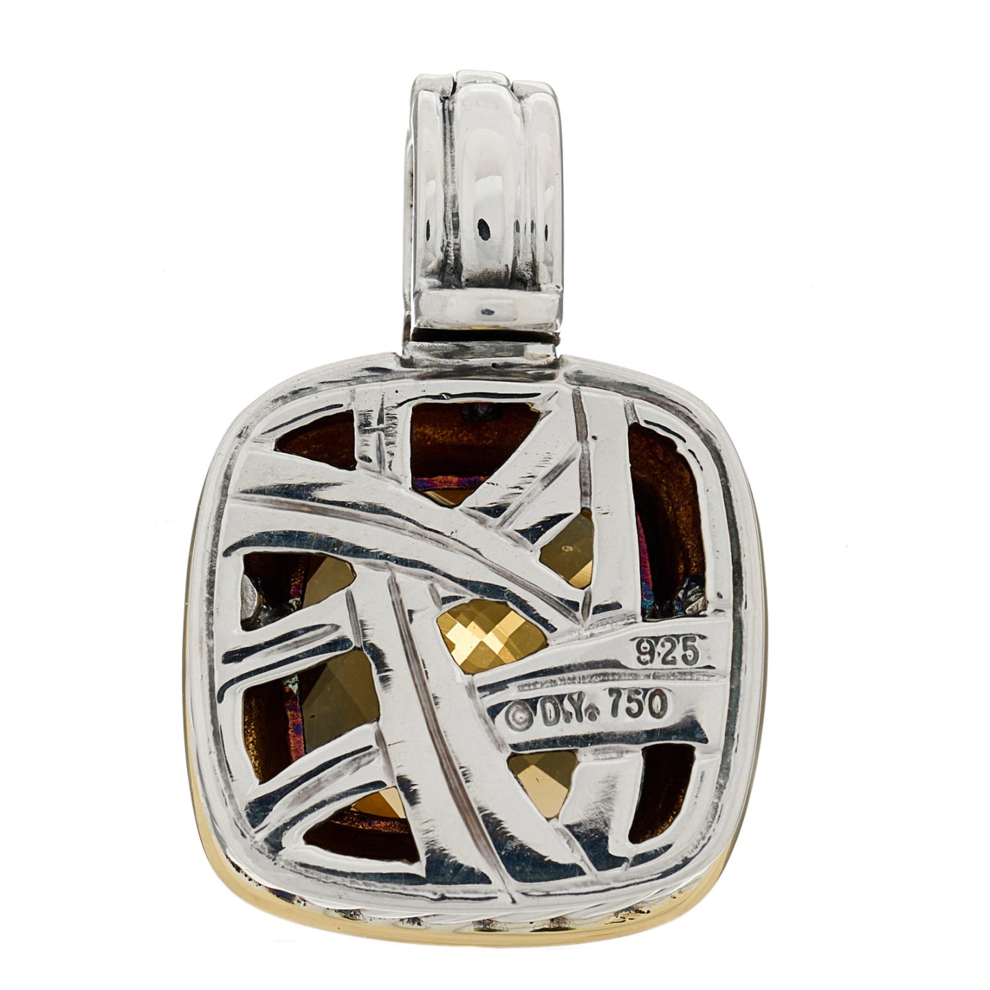 Sterling Silver 18K Yellow Gold Citrine 11mm Albion Enhancer Pendant
