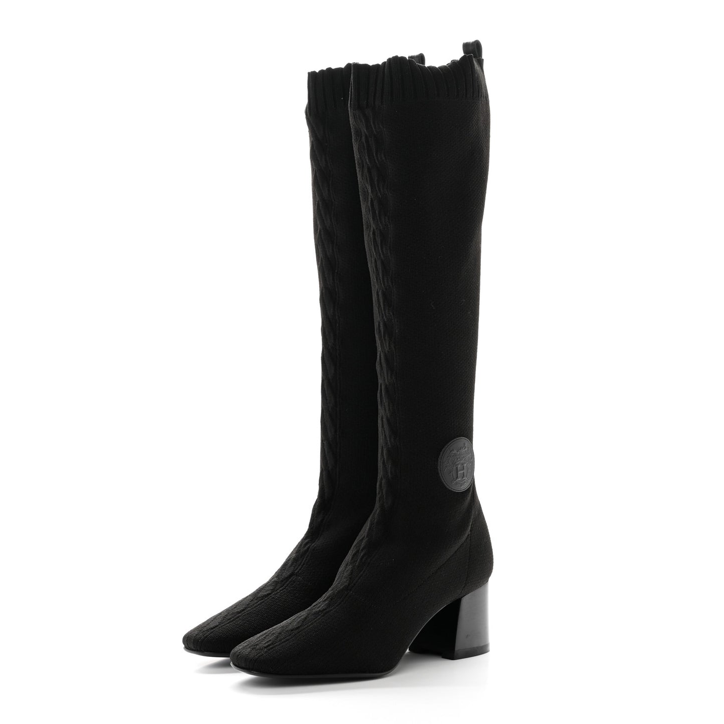 Knit Calfskin Fontaine 60 Boots 36 Black