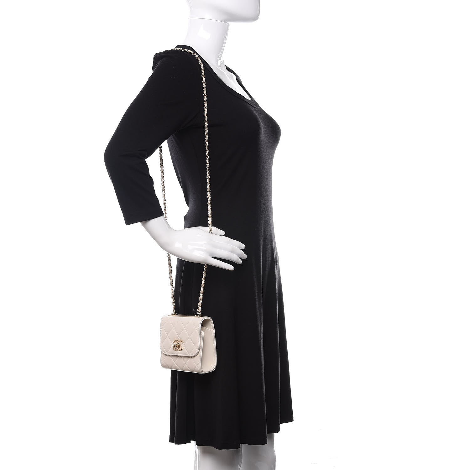 Chanel Lambskin Quilted Mini Trendy CC Clutch With Chain Ecru 2 of 10