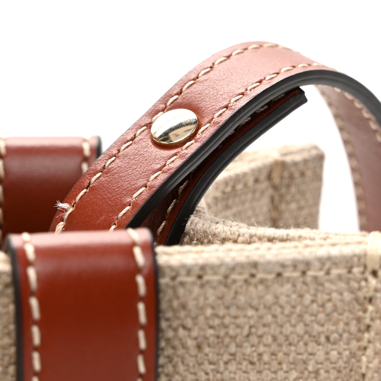 Chloe Cotton Calfskin Small Woody Ribbon Tote With Strap White Brown 11 of 11