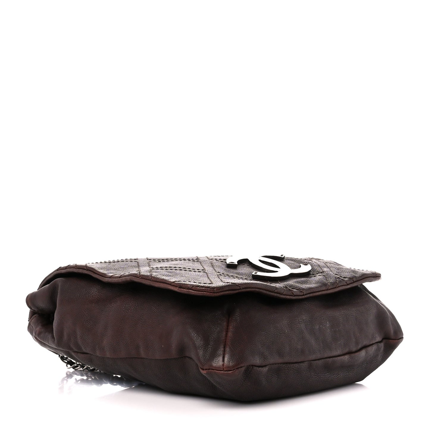 Calfskin Diamond Stitch Large Messenger Brown