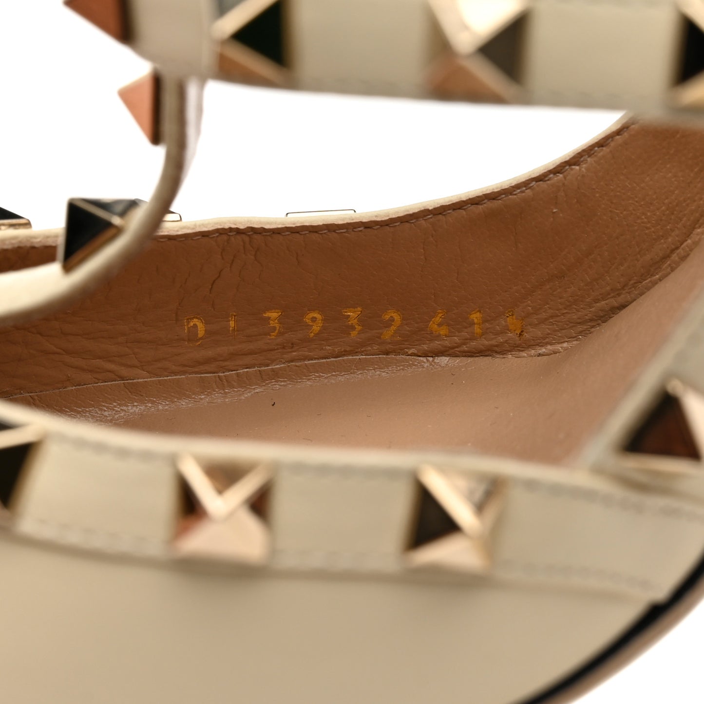 Calfskin Rockstud Ankle Strap 100mm Pumps 41.5 Ivory