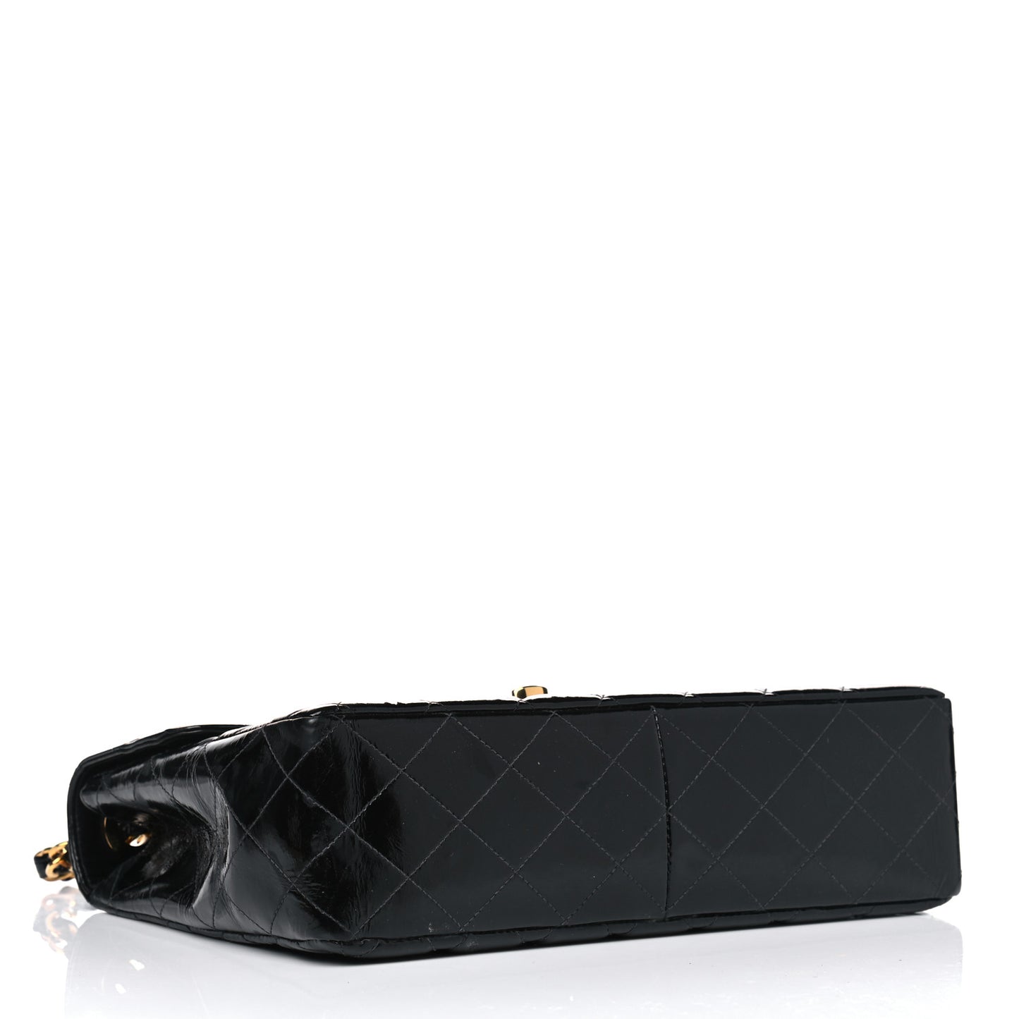 Patent Quilted XL Jumbo Single Flap Black
