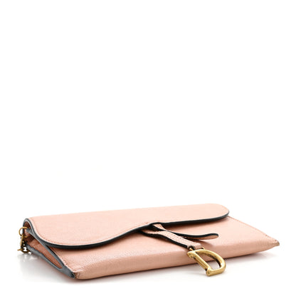 Christian Dior Goatskin Saddle Long Wallet With Chain Rose Des Vent 5 of 14
