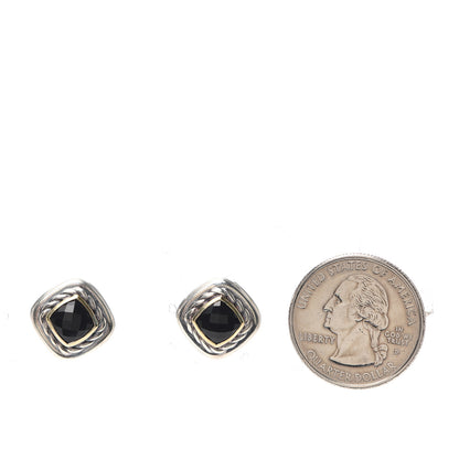 David Yurman Sterling Silver 18K Yellow Gold Black Onyx 7mm Albion Earrings 2 of 4