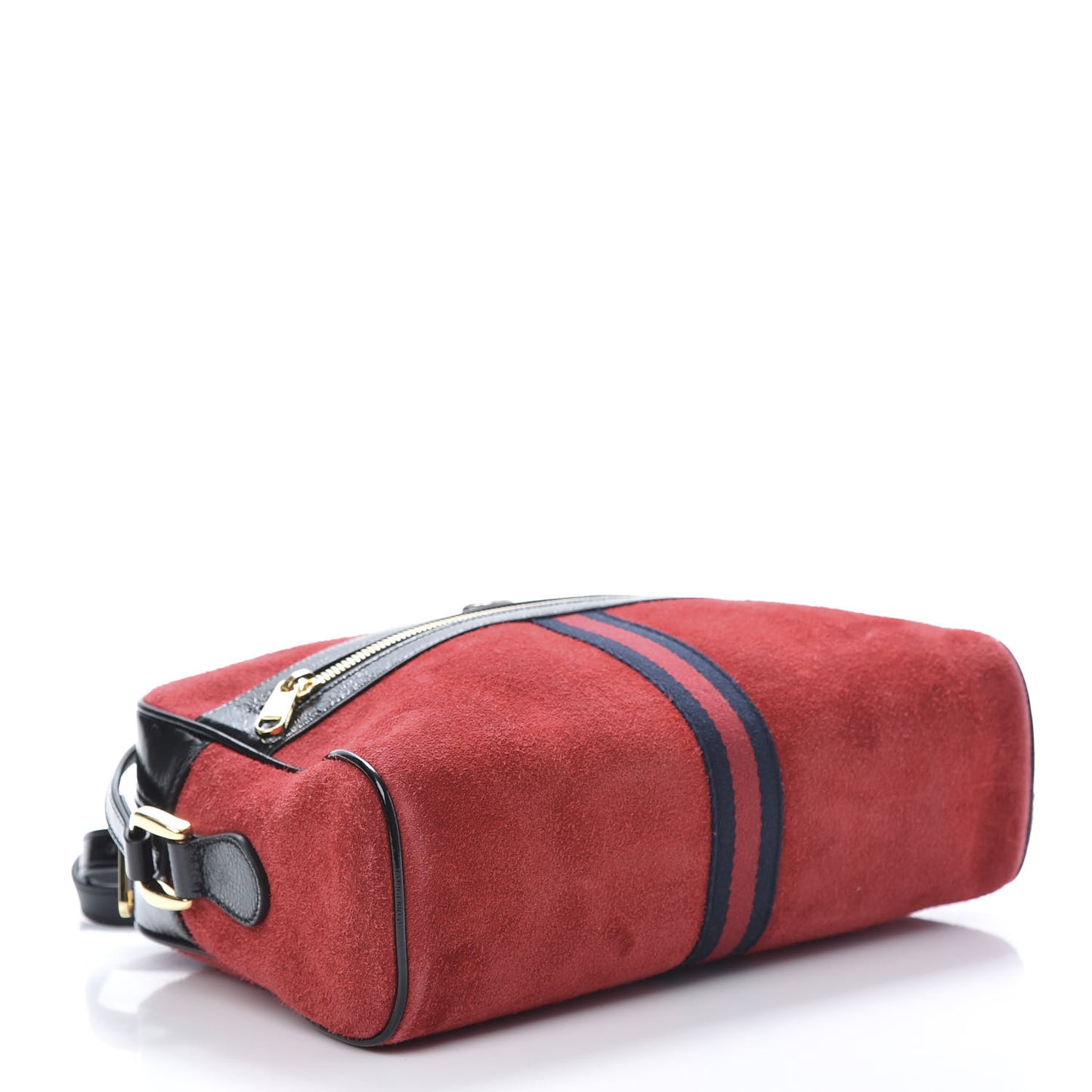 Suede Patent Web Small Ophidia Shoulder Bag Hibiscus Red Black
