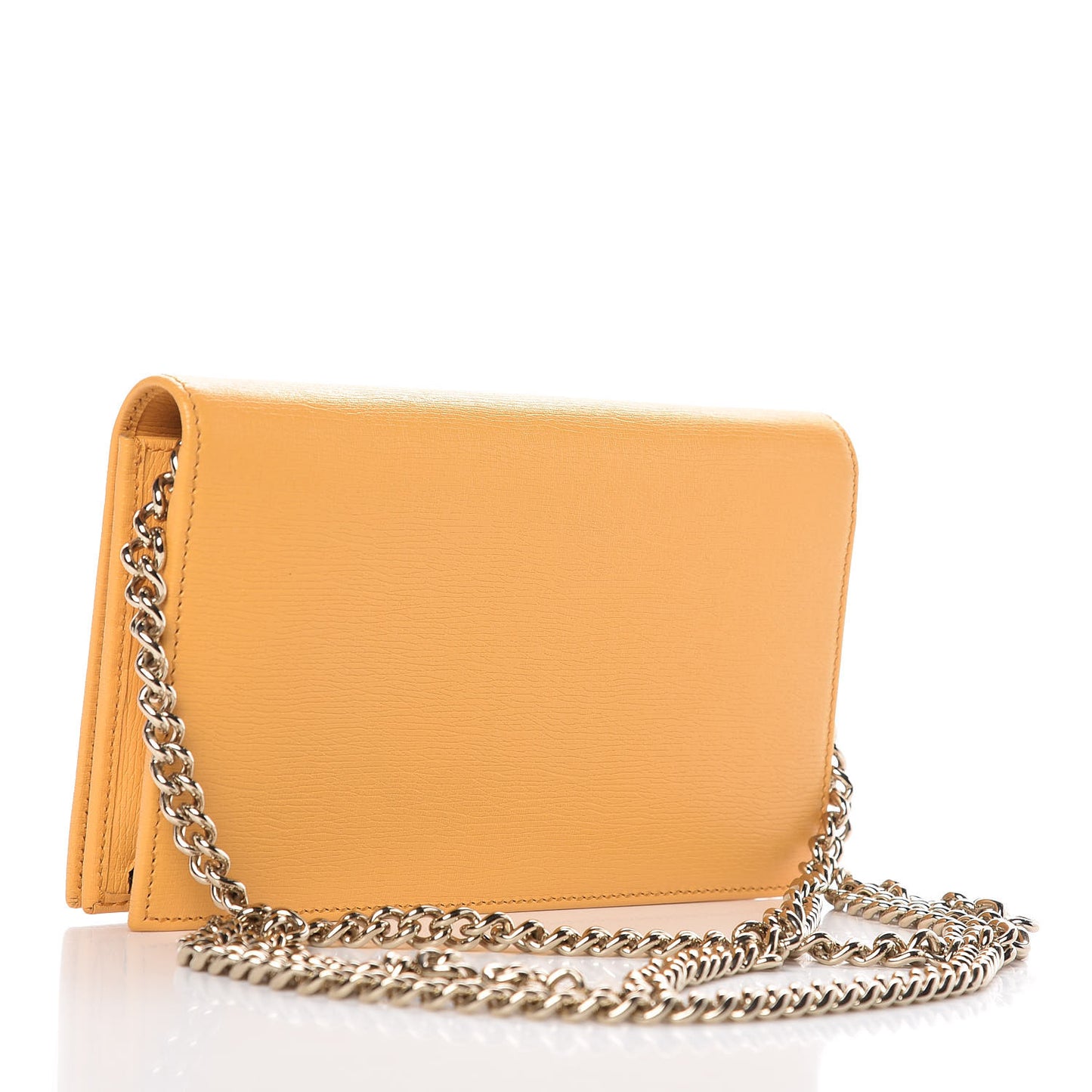 Textured Calfskin Medium Betty Chain Wallet Yellow