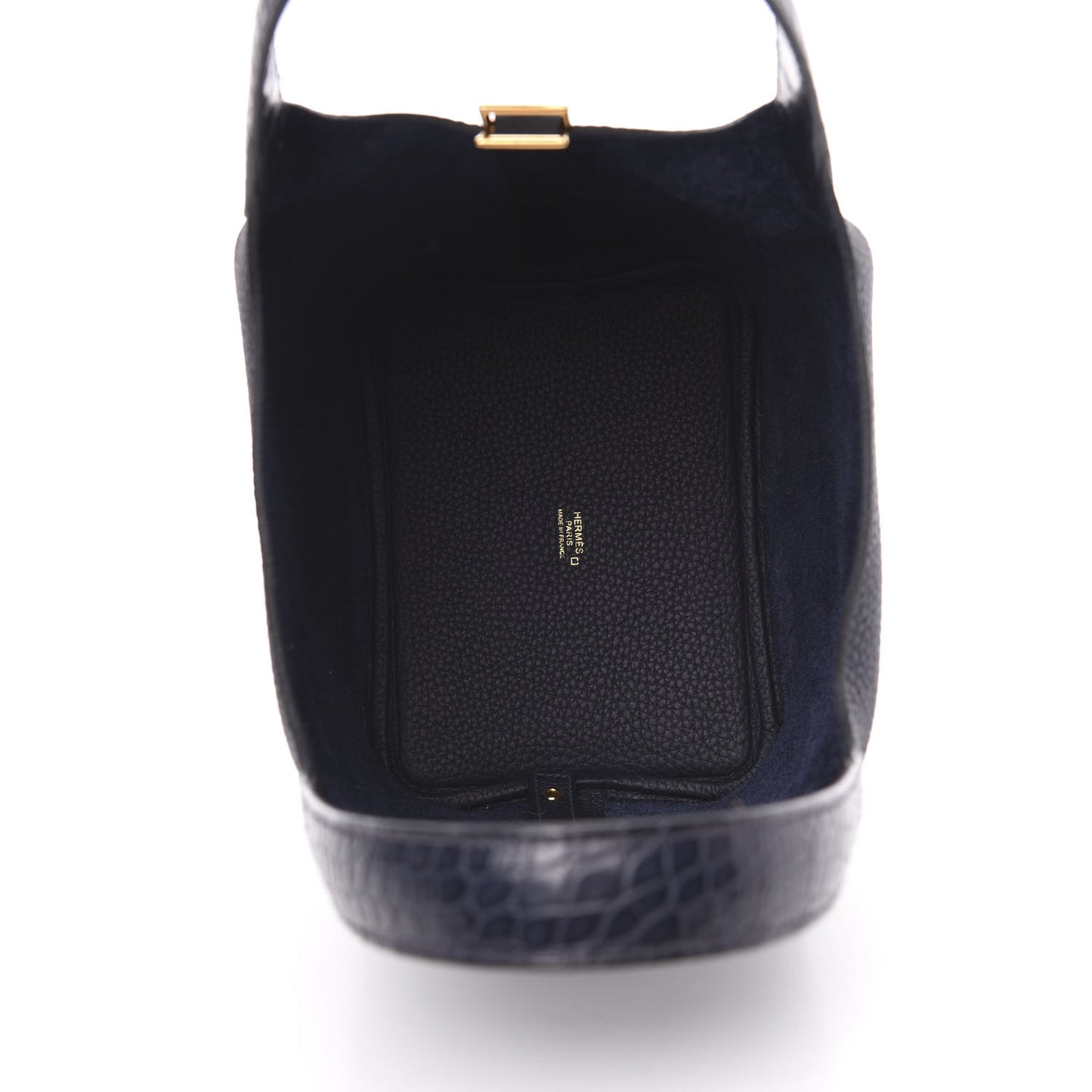 Taurillon Clemence Matte Alligator Picotin Lock Touch 18 PM Bleu Nuit