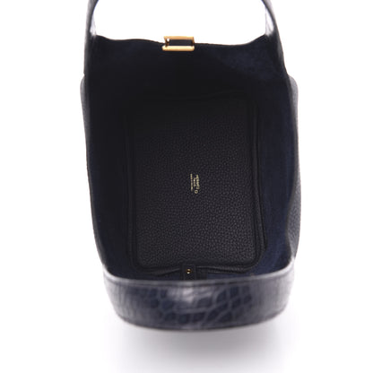Hermes Taurillon Clemence Matte Alligator Picotin Lock Touch 18 PM Bleu Nuit 5 of 9