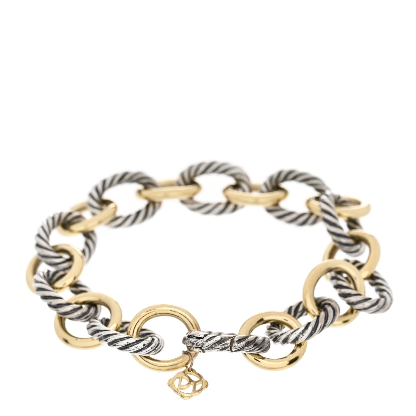 Sterling Silver 18K Yellow Gold 12mm Large Oval Link Bracelet