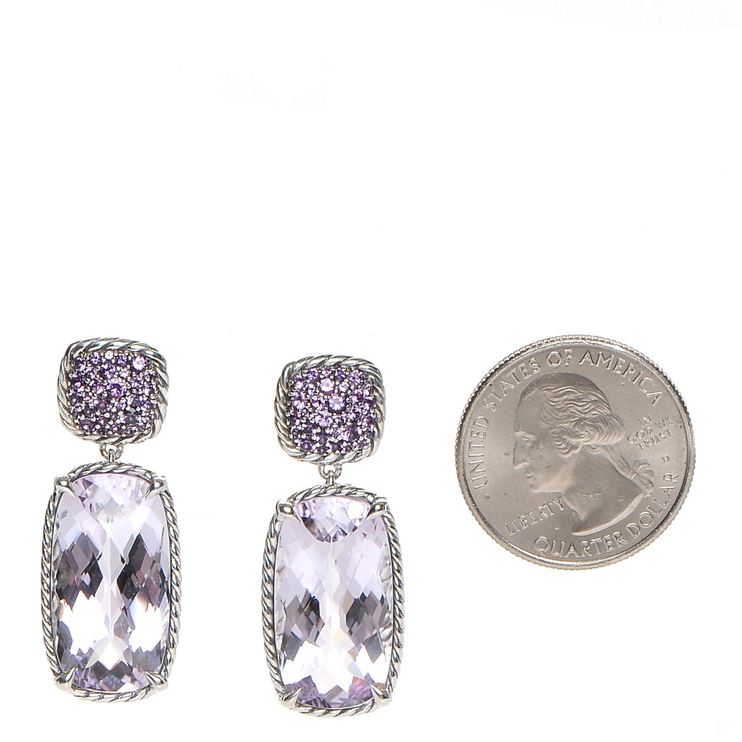 David Yurman Sterling Silver Lavender Amethyst 36mm Chatelaine Drop Earrings 2 of 8