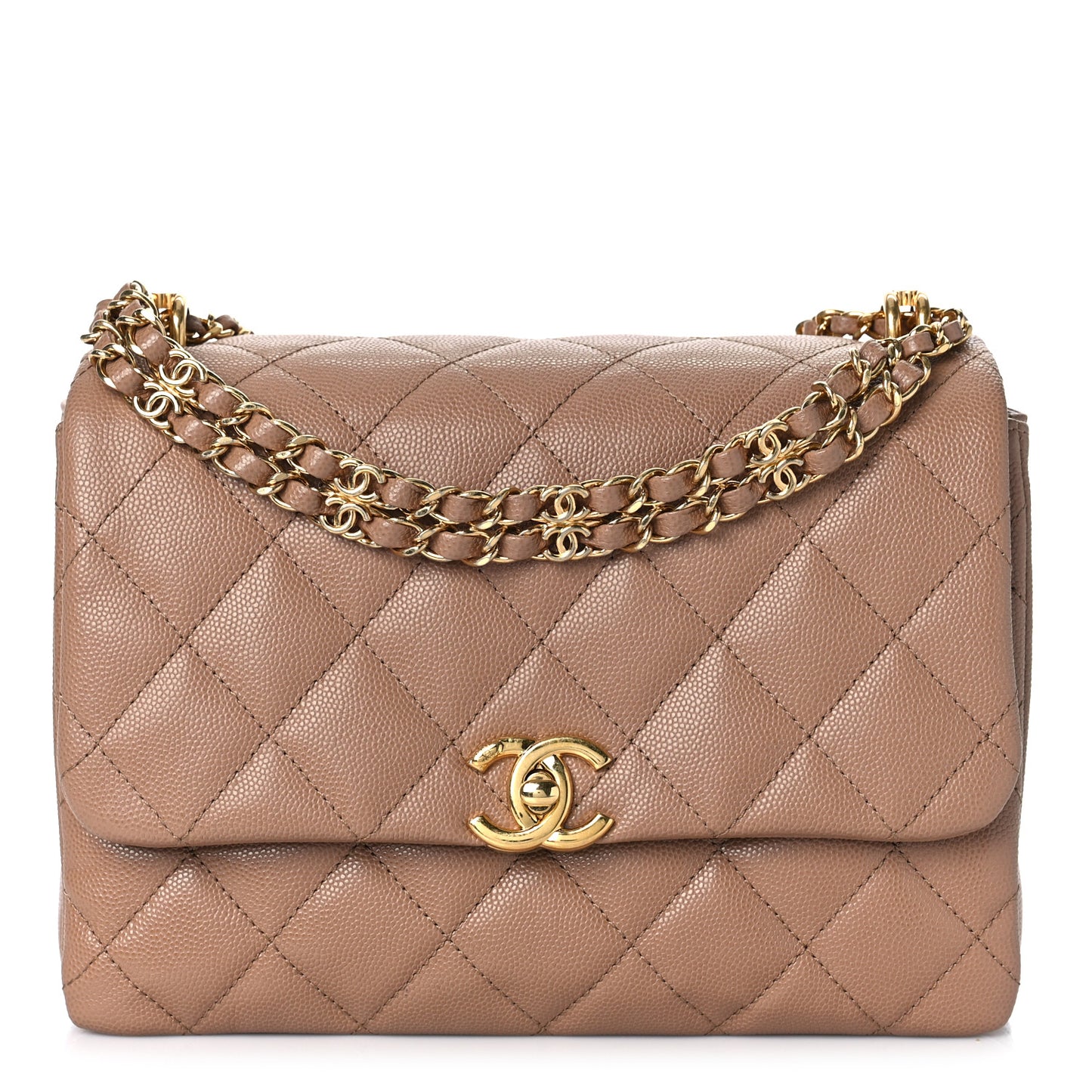 Caviar Quilted Coco First Flap Beige