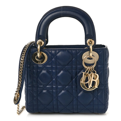 Christian Dior CHRISTIAN DIOR Lambskin Cannage Mini Lady Dior Navy Blue 1 of 10