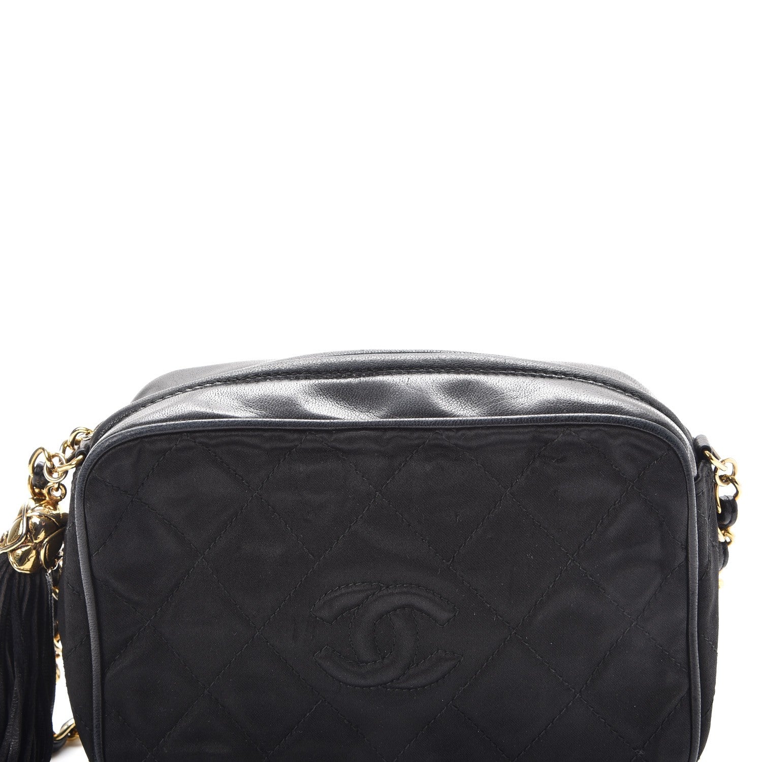 Chanel Satin Quilted Tassel Camera Case Black 10 of 18