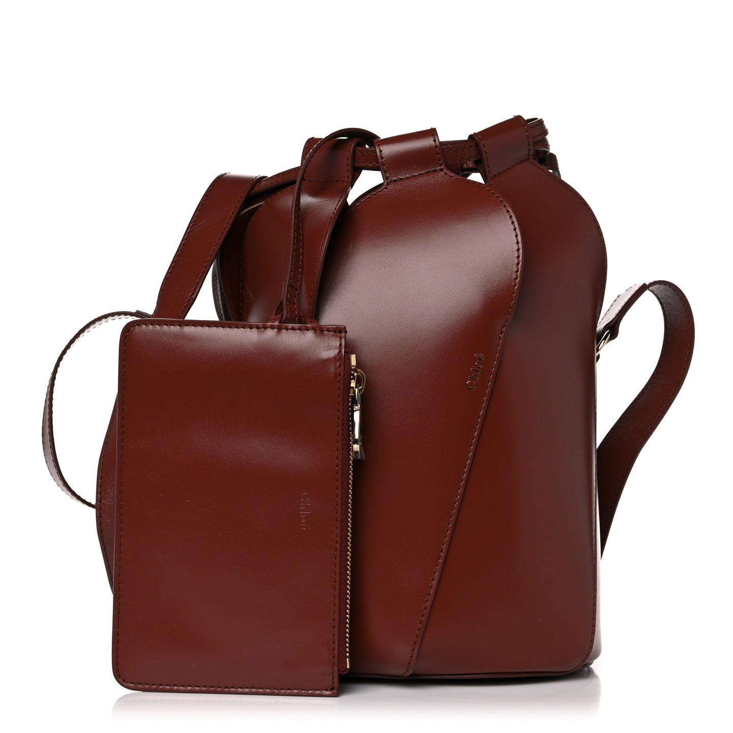 Smooth Grained Calfskin Small Tulip Bucket Bag Sepia Brown