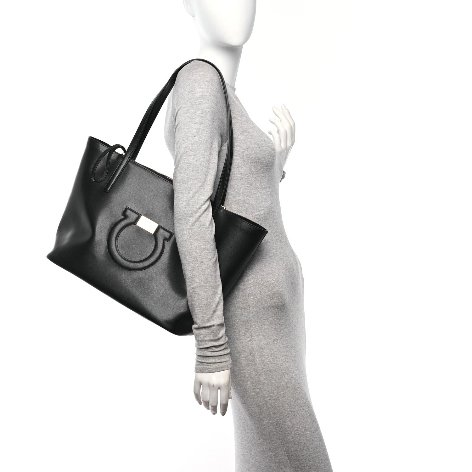 Salvatore Ferragamo Calfskin Medium Gancini Tote Black 2 of 10