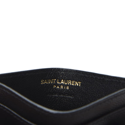 Saint Laurent Grain De Poudre Matelasse Chevron Monogram Credit Card Case Black 7 of 8