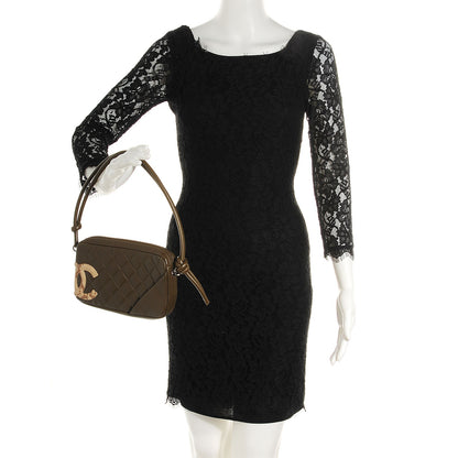 Chanel Calfskin Python Quilted Cambon Pochette Khaki 2 of 8