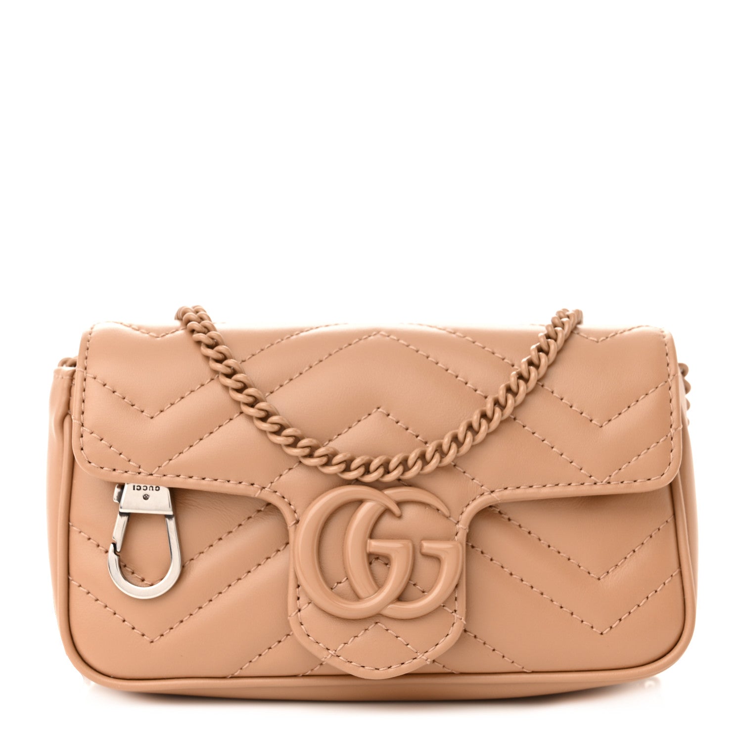 Gucci Calfskin Matelasse Monochrome Super Mini GG Marmont Shoulder Bag Camelia 1 of 11