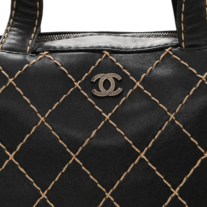 Chanel Calfskin Wild Stitch Top Handle Bag Black 13 of 13