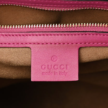 Gucci GG Supreme Monogram Moon Calfskin Small Boston Beige Ebony Hibiscus Red New Rosette 6 of 20